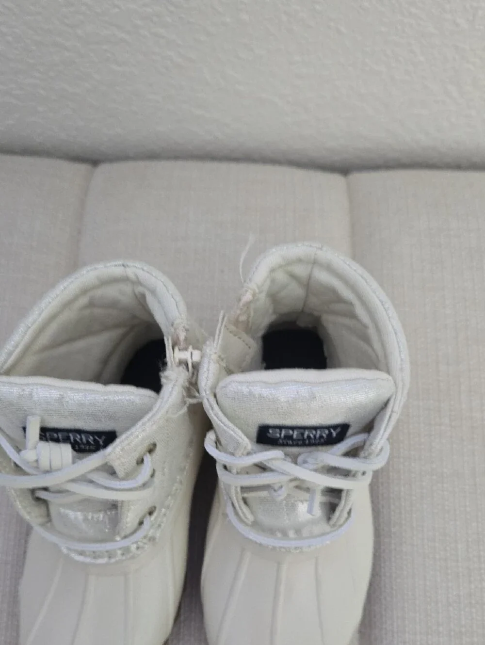 Sperry Kids Cream White Waterproof Duck Boots